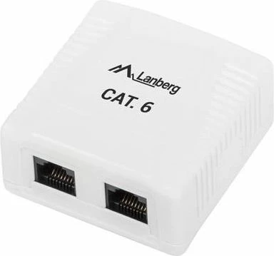 Prizë rrjeti Lanberg OU6-0002-W Cat.6, 2x RJ45, montim sipërfaqësor, e bardhë
