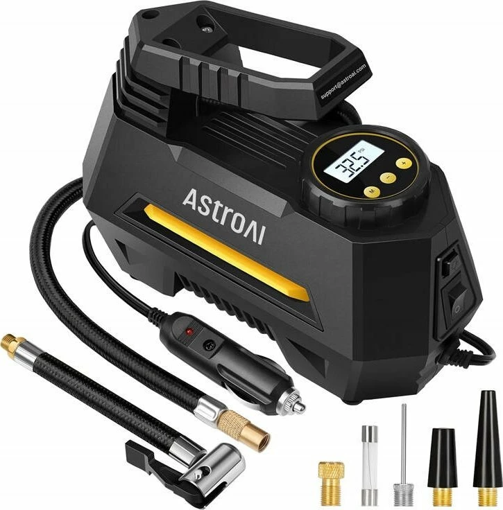 Kompresor ajri portativ AstroAI CZK-3631 100 PSI 12V DC, ekran digjital, fikje automatike, i zi