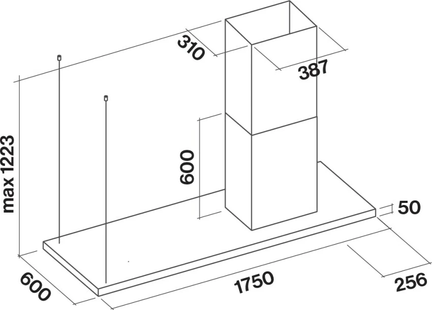Aspirator FALMEC Lumen Isola, 175 cm, inox