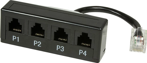 Adapter splitter telefoni LogiLink, 1x RJ45 në 4x RJ11, i zi