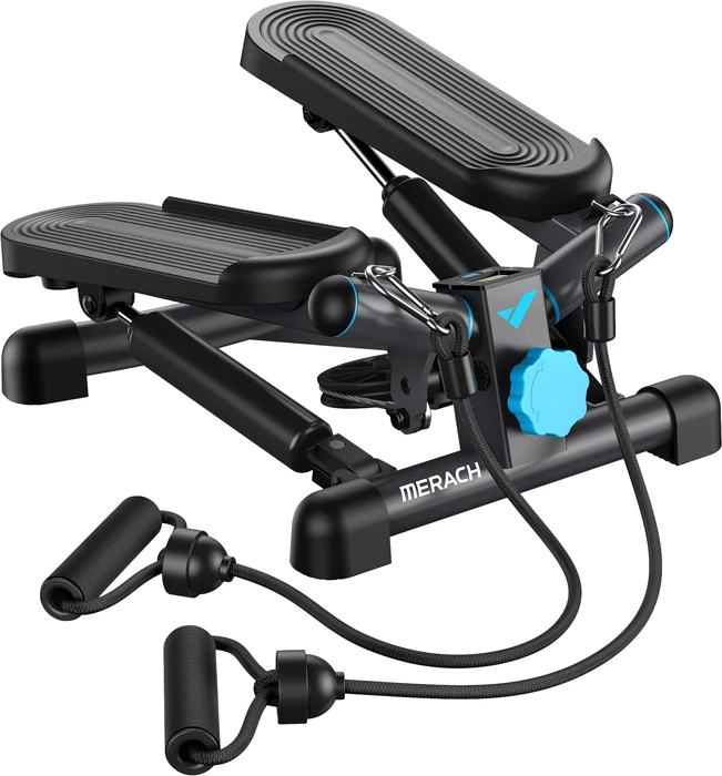 Stepper MERACH MR-2354B2-EU 2-në-1 mini me shirita rezistence, LCD, 150 kg, i zi, set me 2 shirita