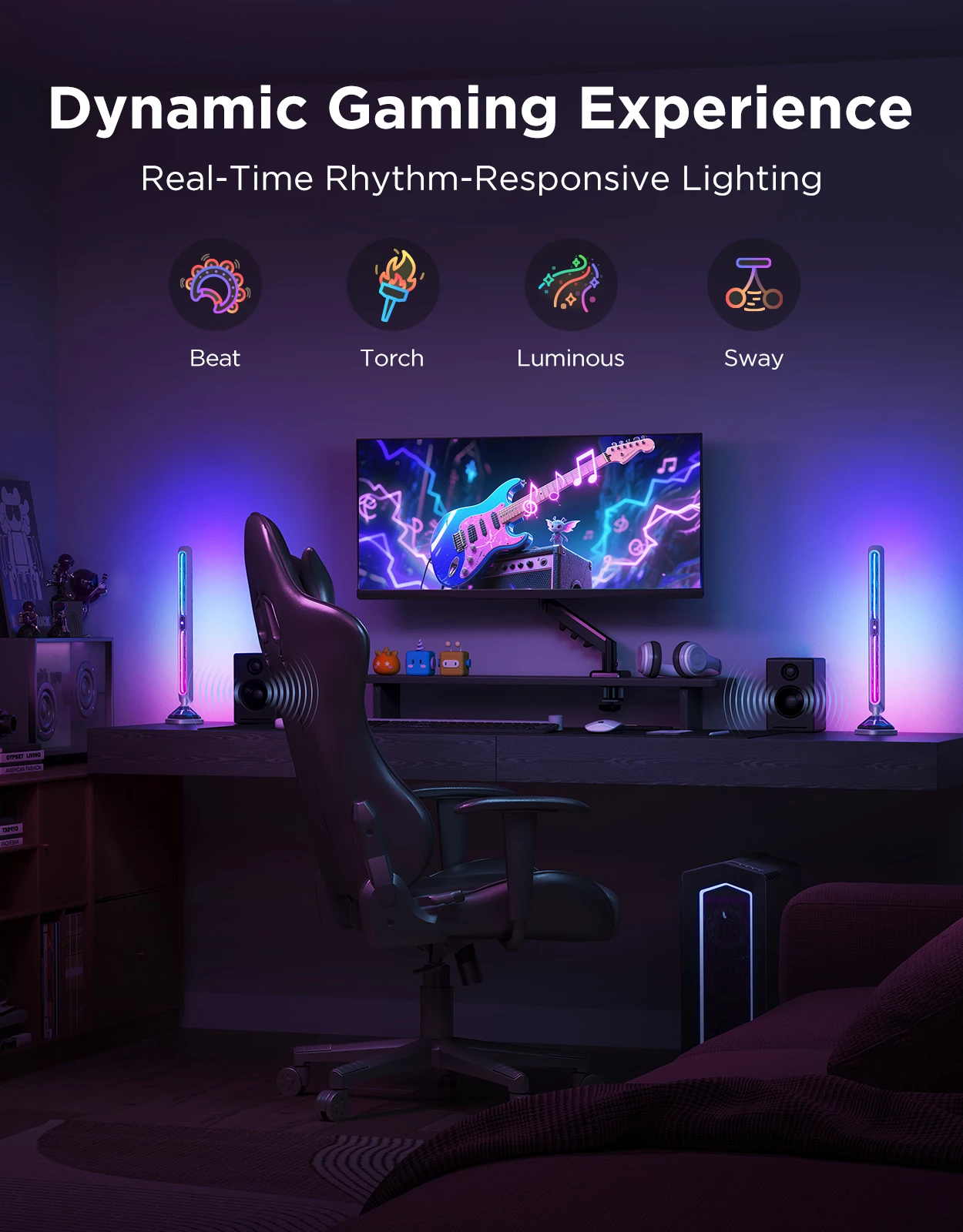 Set shufra ndriçimi smart gaming Govee Smart Gaming Lights Pro RGBIC Wi‑Fi/Bluetooth Matter 2 copë