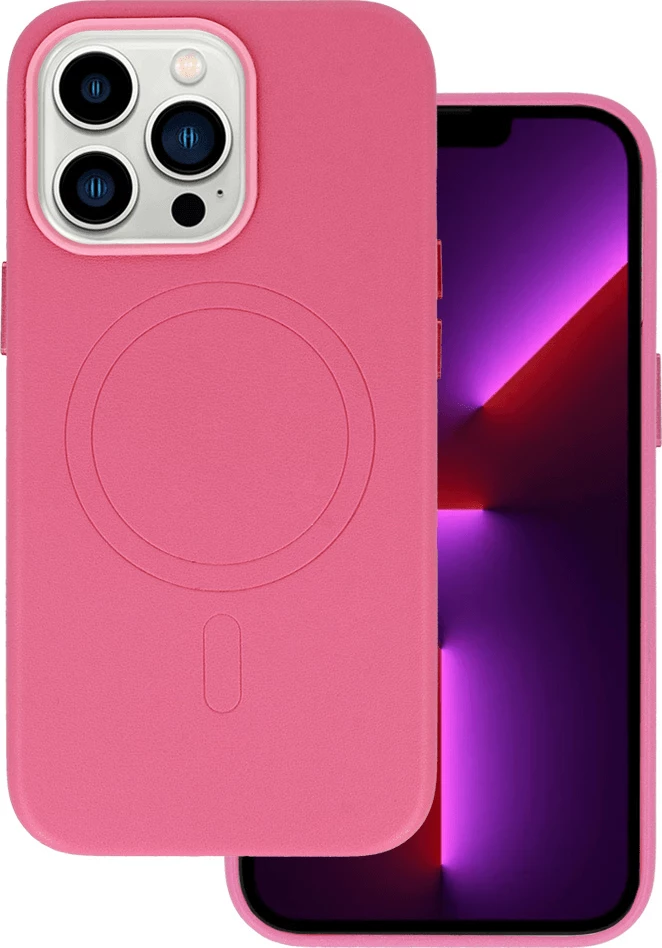 Mbështjellës ONASI 16872 MagSafe prej lëkure & silikoni për iPhone 13 6.1, rozë