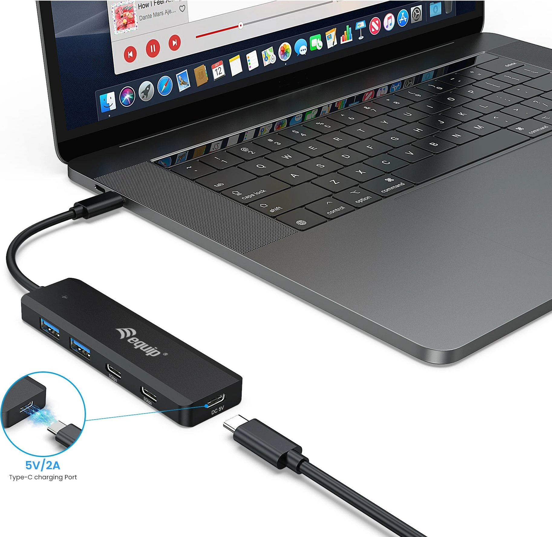 USB hub Equip 4 porta USB-C/USB-A 3.2 Gen 1, 5Gbps, i zi