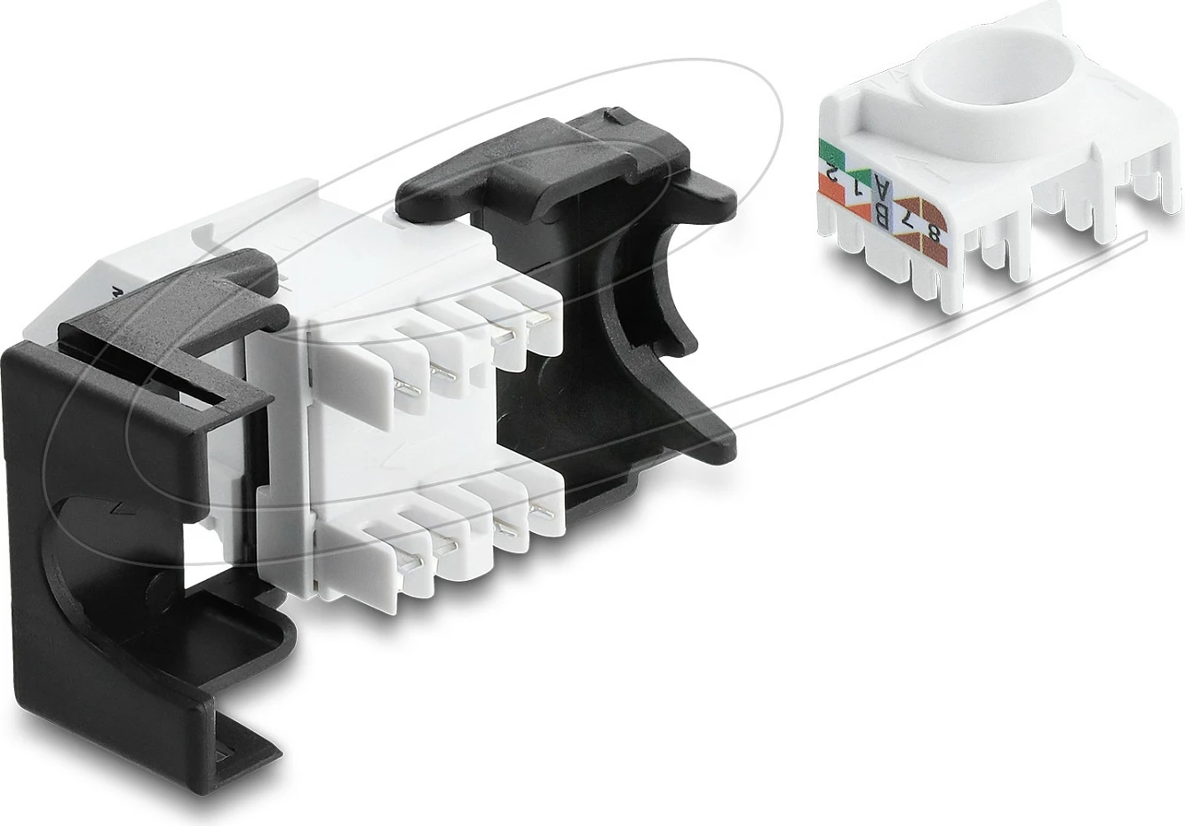 Modul Keystone rrjeti DeLOCK 90936, Cat6, RJ-45 45° në LSA, zi/bardhë