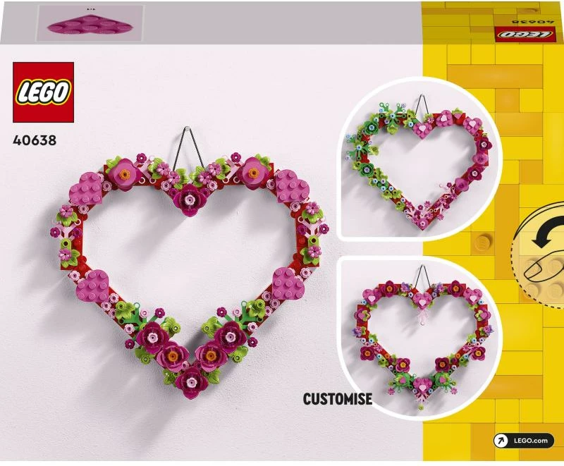 Set ndërtimi LEGO Heart Decoration 40638, dekor zemre për mur, 9+, i personalizueshëm