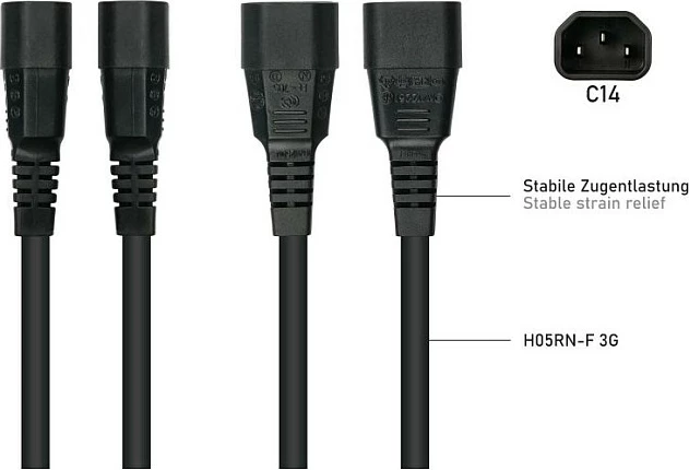 Kabllo rryme Kabelmeister C14–C15, 0.5 m, e zezë