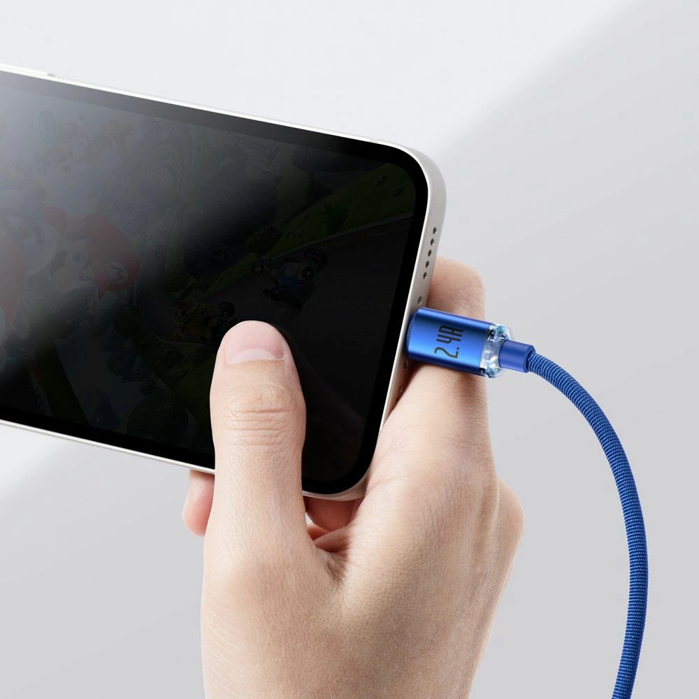Kabllo USB-A në Lightning Baseus Crystal BSU3027BLU 1.2 m 2.4A, blu