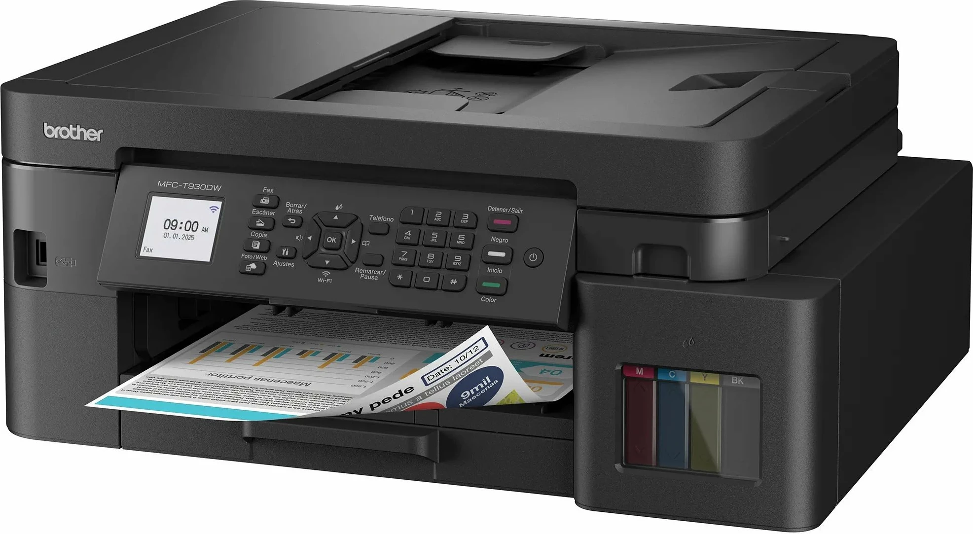 Printer multifunksional Brother MFC-T930DW A4, Wi‑Fi, Ethernet, CISS, duplex, ADF 20 fletë, i zi