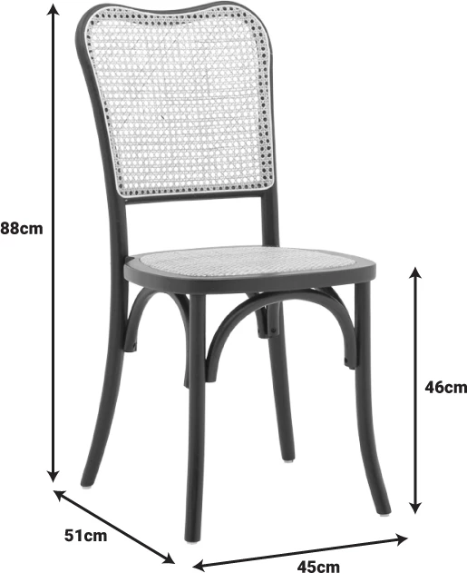 Karrige e grumbullueshme Zozele, ratan natyral, dru toon, 45x51x88cm