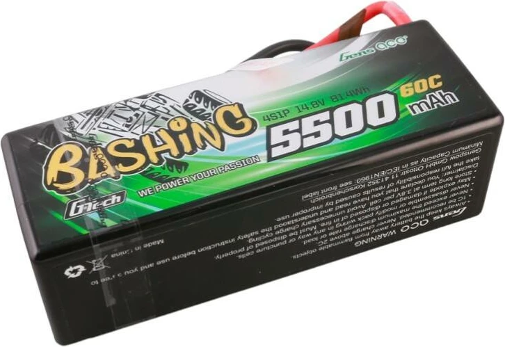 Bateri LiPo Gens ace G-Tech 5500mAh 4S1P 14.8V 60C me kasë të fortë për makina RC