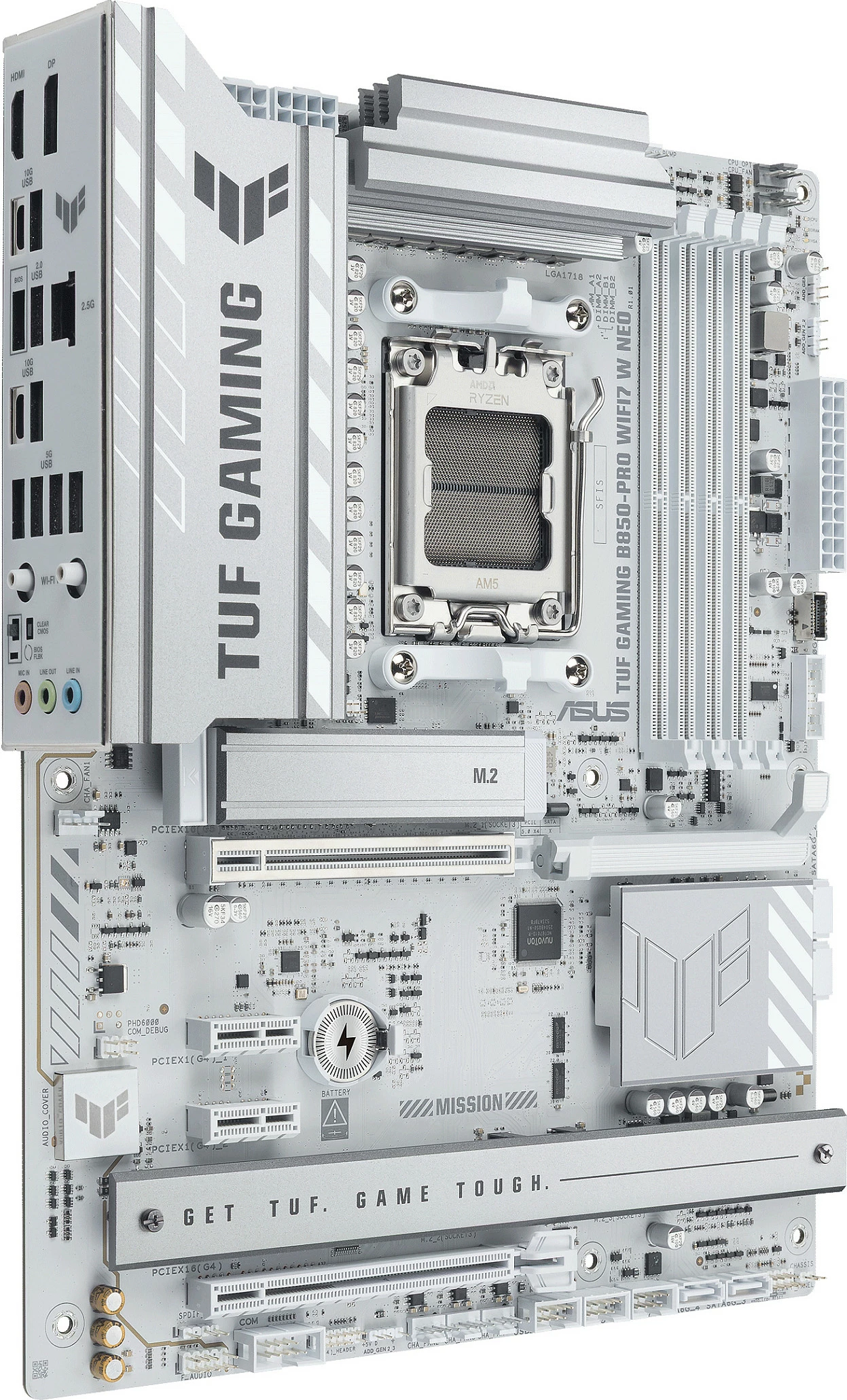 Pllakë amë ASUS TUF GAMING B850-PRO WIFI7 W NEO, Socket AM5, DDR5 256GB, Wi‑Fi 7, e bardhë