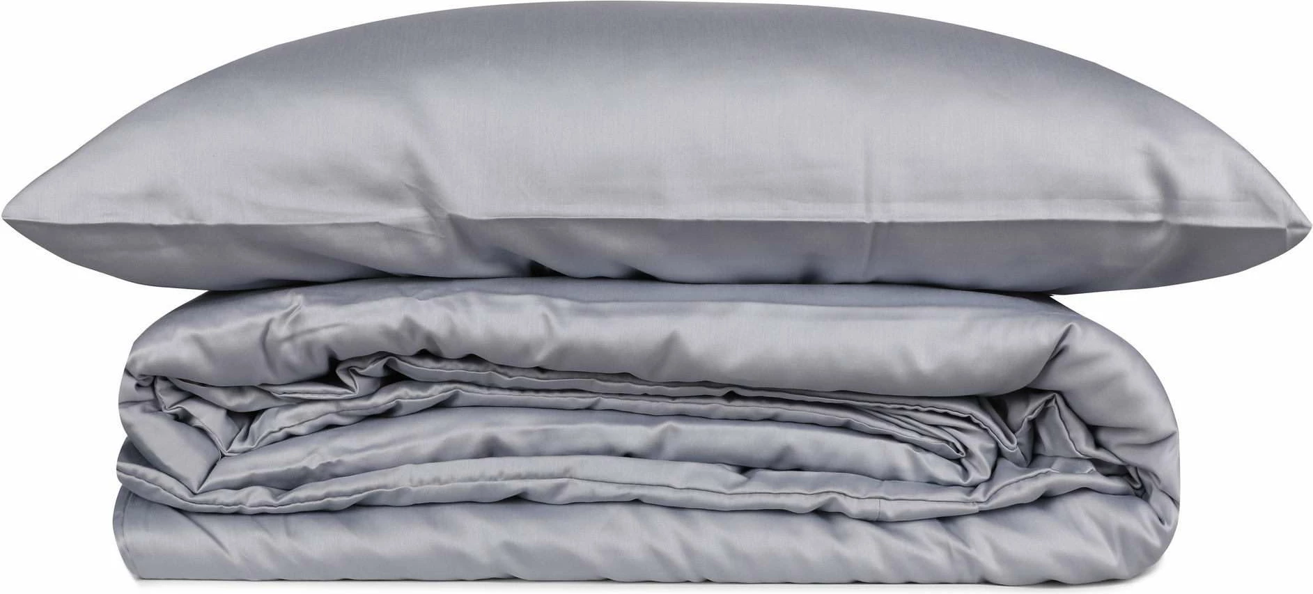 Set mbulesë jorgani njëpersonëshe satin, ngjyrë gri, L'Essentiel Linge de Maison, Elegant