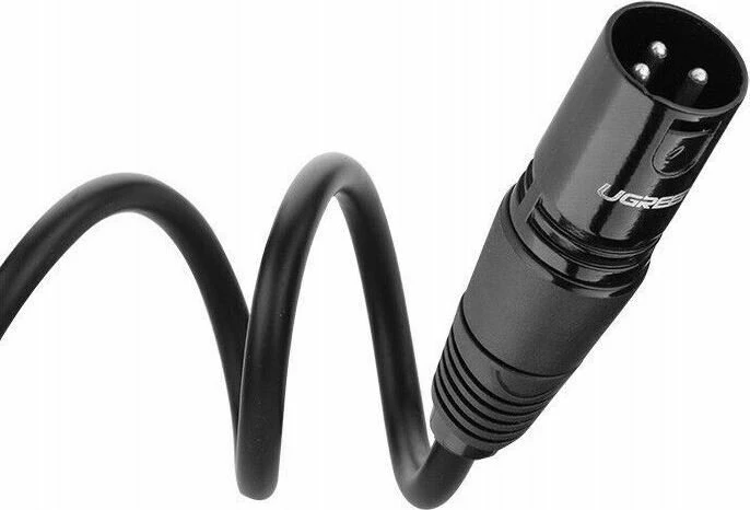 Kabllo audio XLR Ugreen AV130 20710B 2 m, 3-pin femër-në-mashkull, me prizë këndore, e zezë