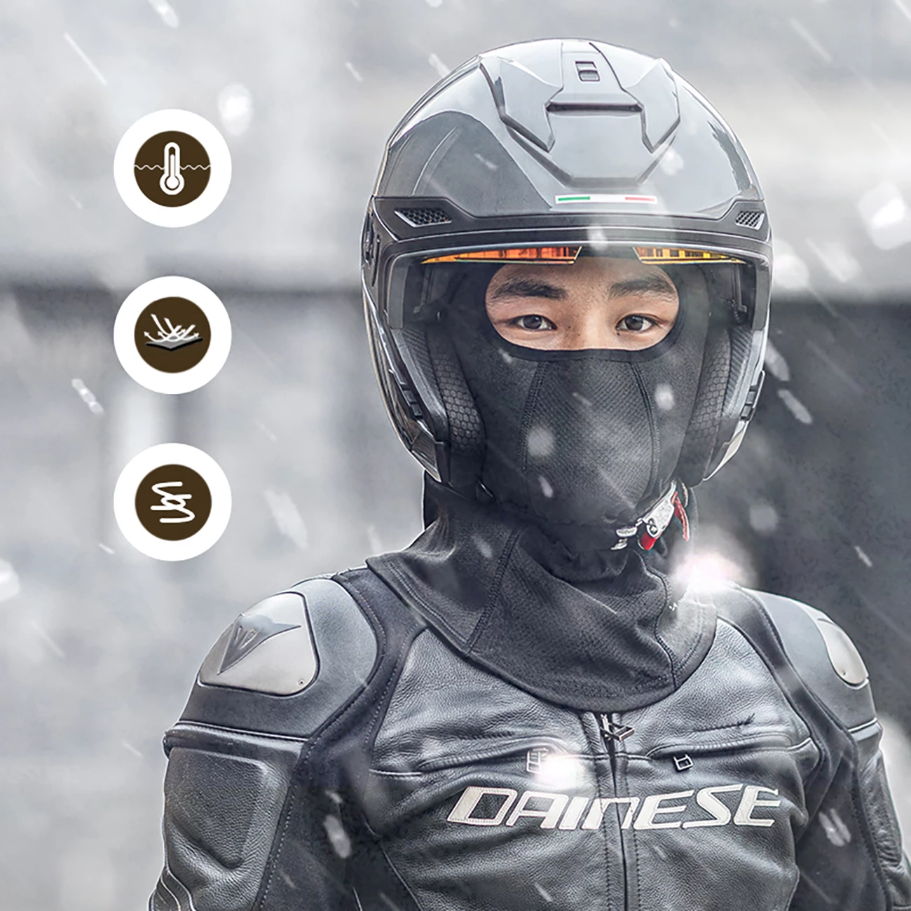 Balaklavë dimri, Wozinsky WKM-03B, për motoçikletë/biçikletë/ski, poliester, e zezë