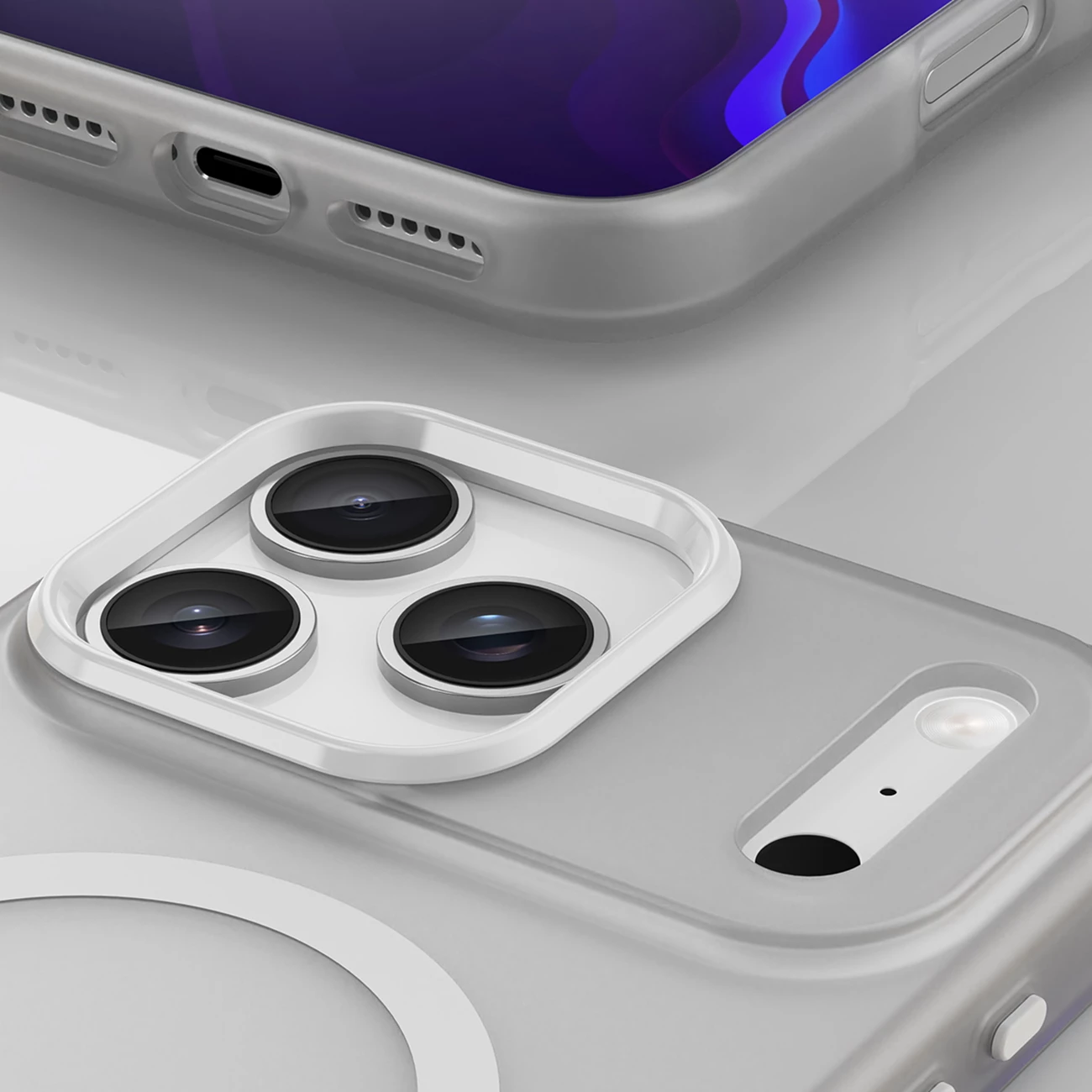 Mbështjellës Hurtel për iPhone 17 Pro, MagSafe, Mat, Bardhë