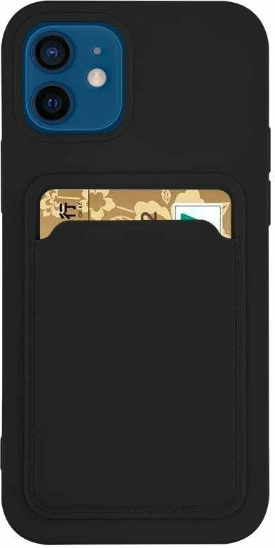 Mbështjellës silikon për celular Hurtel për Samsung Galaxy S21+, me xhep për karta, i zi