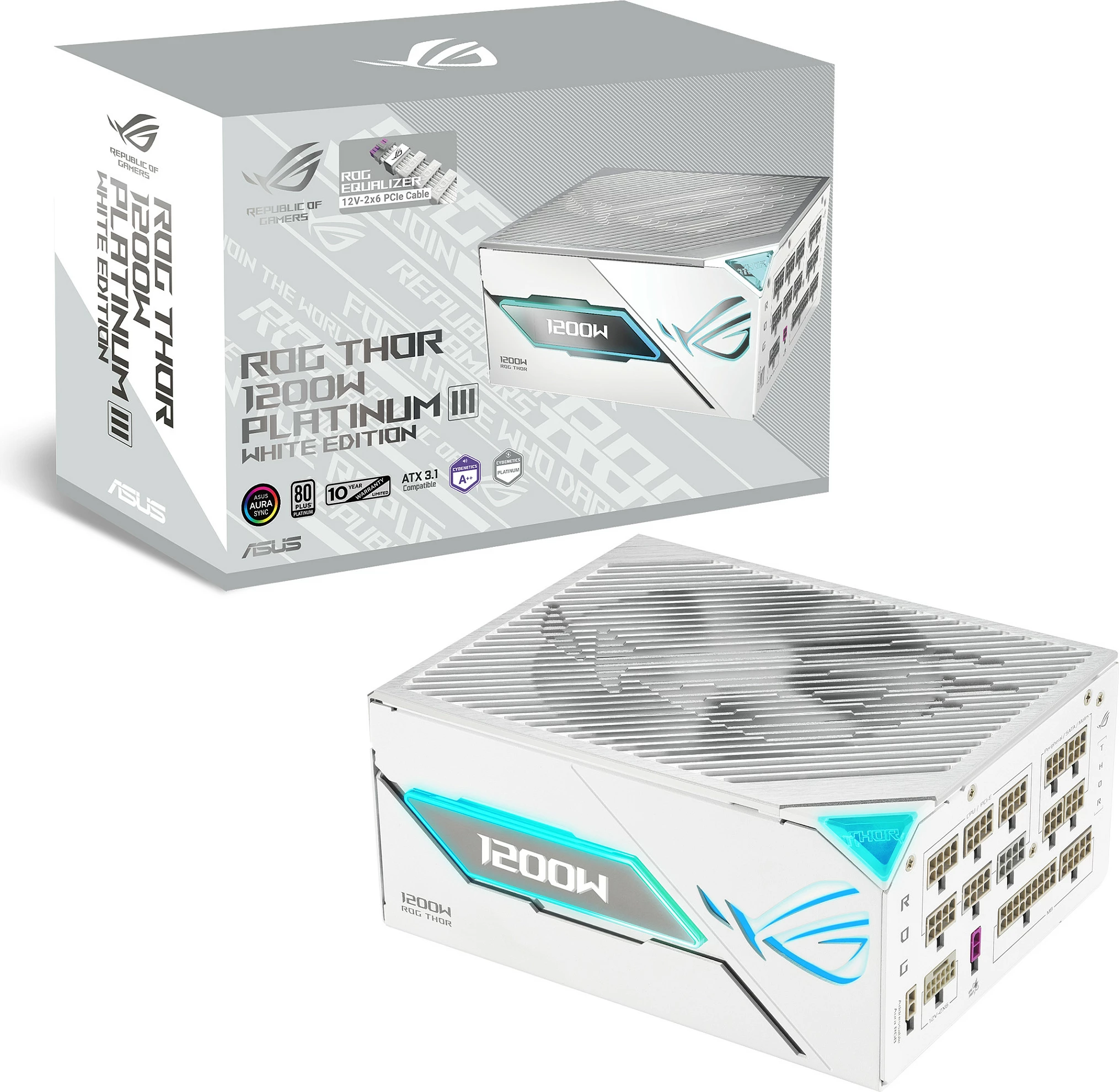 Furnizues rryme ASUS ROG Thor 1200P3 White, 1200W, 80+ Platinum, Full Modular, ATX 3.1, i bardhë