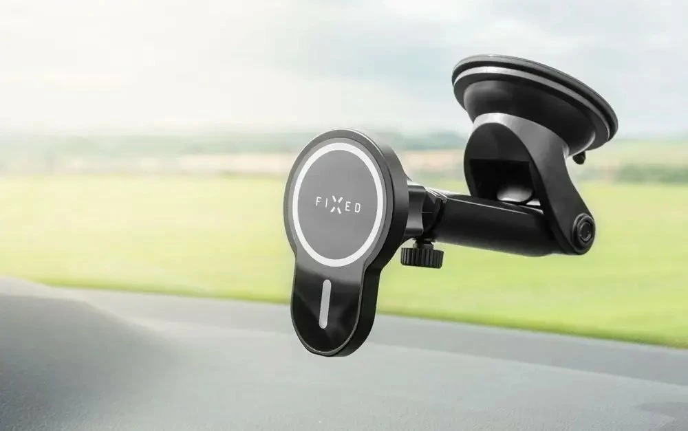 Mbajtës celulari për veturë Fixed MagClick XL FIXMCLI-XL-BK, MagSafe, karikim pa kabllo 15W, i zi, set me adapter ventilimi + kabllo USB-C 1m