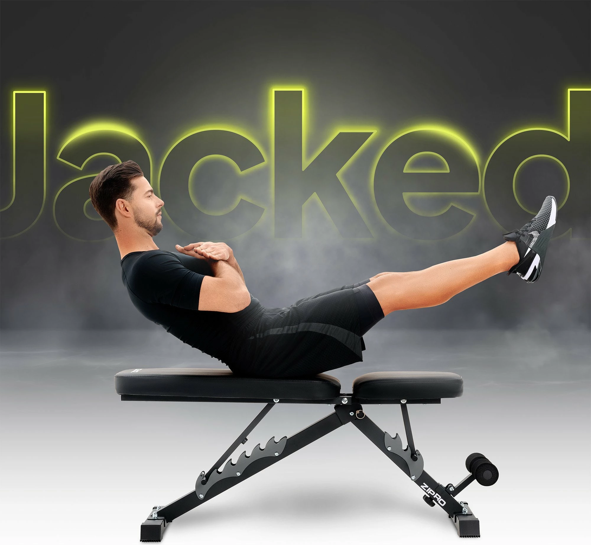 Bankë ushtrimesh e rregullueshme Zipro Jacked 230 kg, e palosshme, e zezë