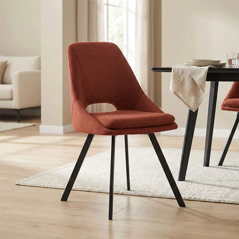 Karrige Initiate, set prej 2 copash, material stof terrakote, këmbë metalike të zeza, 48x57x85cm