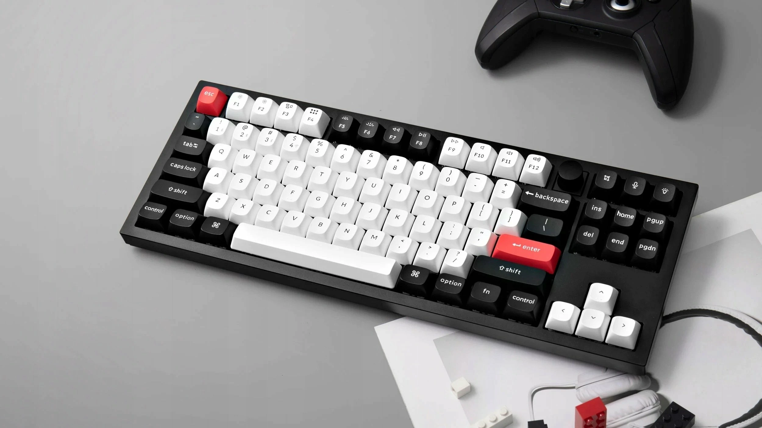 Tastierë mekanike Keychron Q3 HE QMK Wireless TKL 80% me knob, Gateron Double-Rail Magnetic Nebula Switch, Carbon Black
