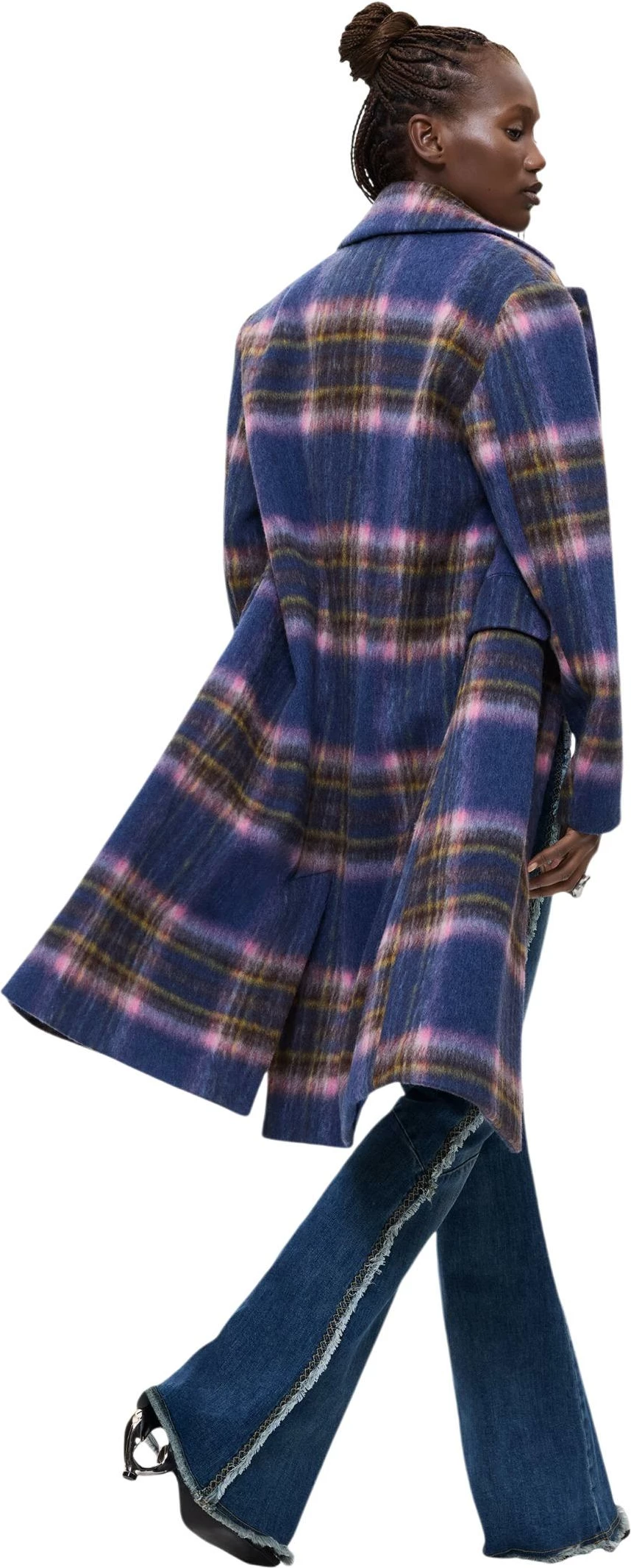 Pallto për femra Desigual CHAQ_CHECKERED 26WWEW30, e kaltër [Madhësia: XS]