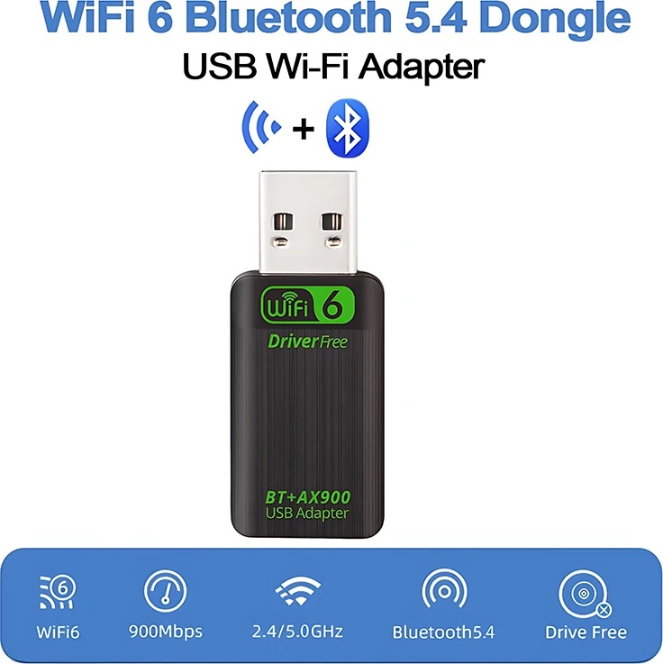 Adaptor USB WiFi 6 & Bluetooth 5.4 për Lidhje Ultra të Shpejtë – AX900