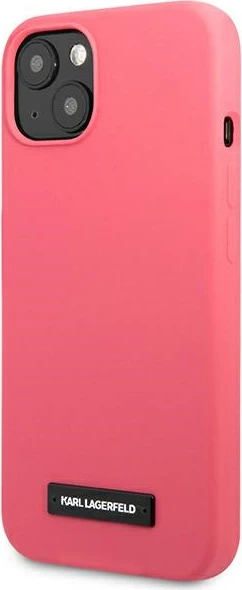 Mbështjellës Karl Lagerfeld për iPhone 13, 6.1", silikon, fuksja
