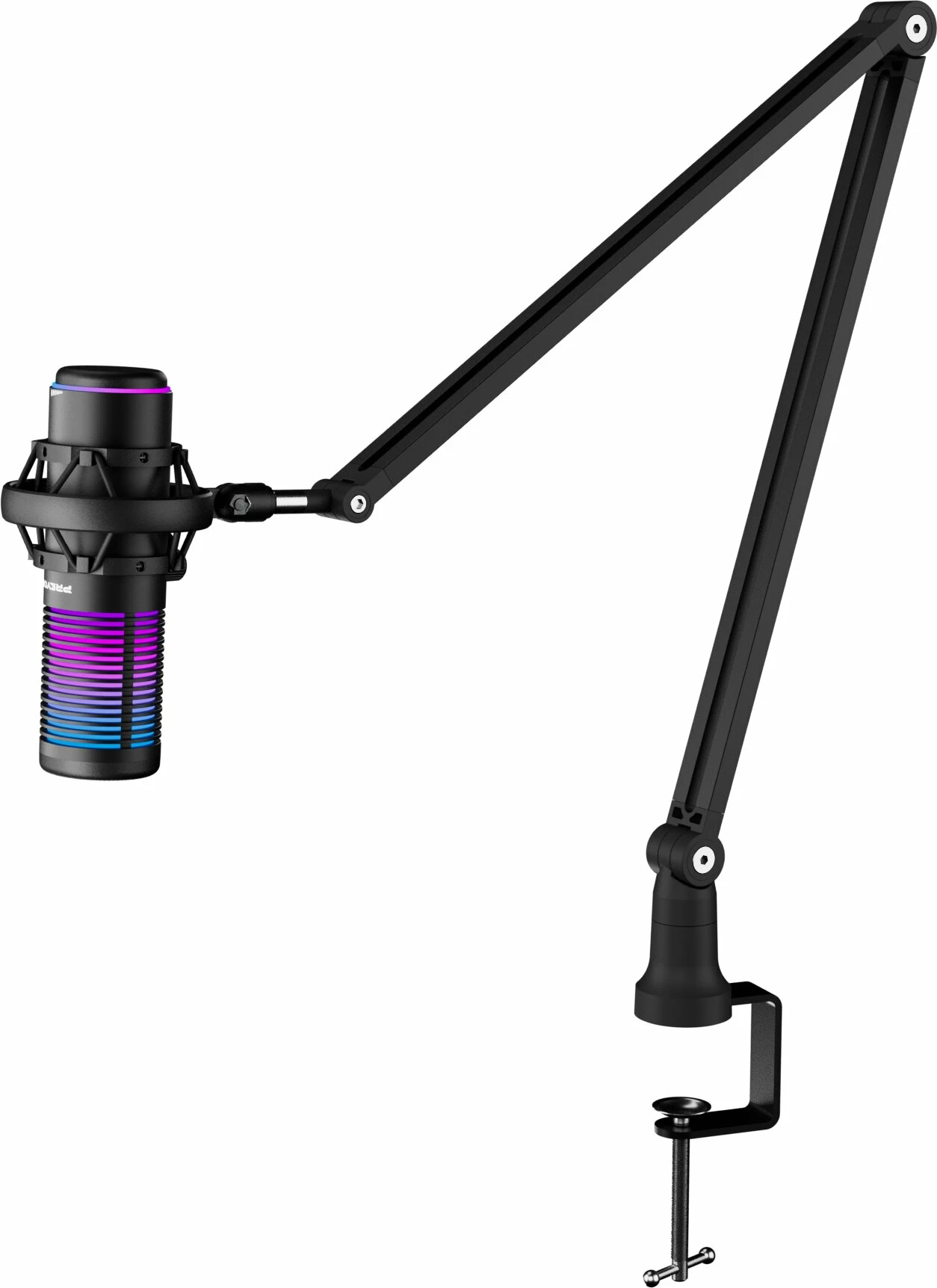 Mikrofon gaming USB PREYON Osprey Scream POS43B, RGB, cardioid/omnidirectional, me krah dhe kapëse tavoline, i zi