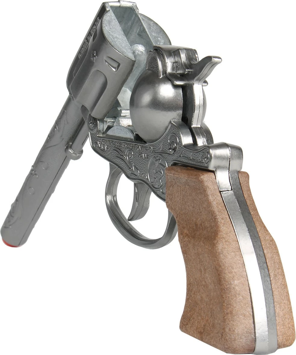 Revolver lodër Pulio Gonher Cowboy 155101/0, metal, argjend, dorezë si dru