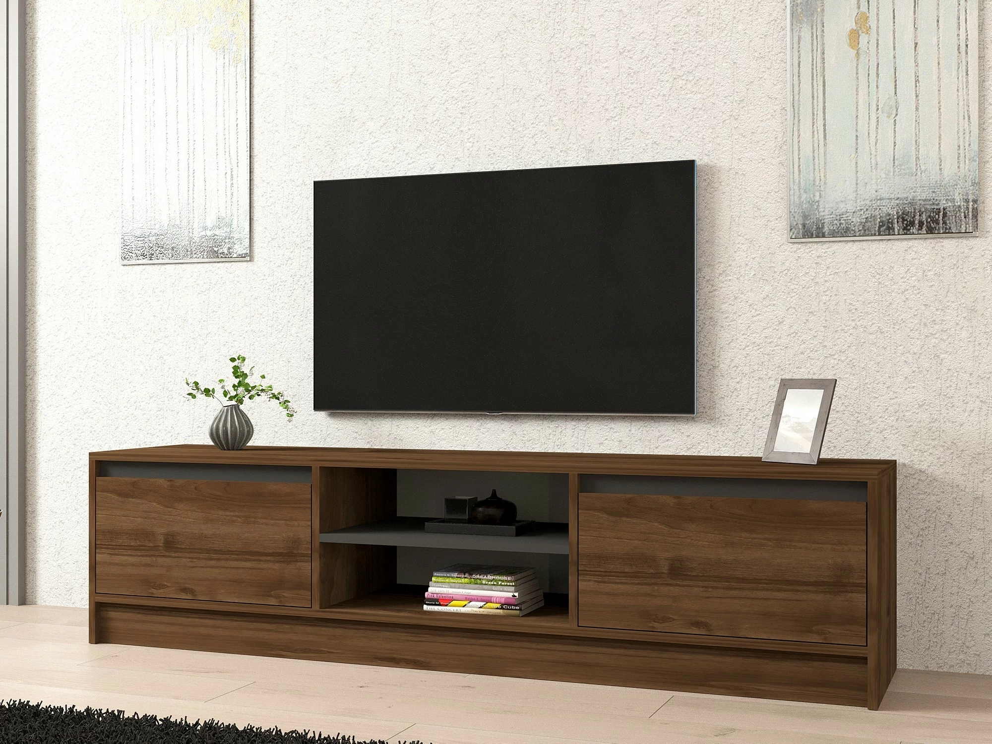 Komodë TV Hanah Home, ngjyrë arre dhe antracit, Olça