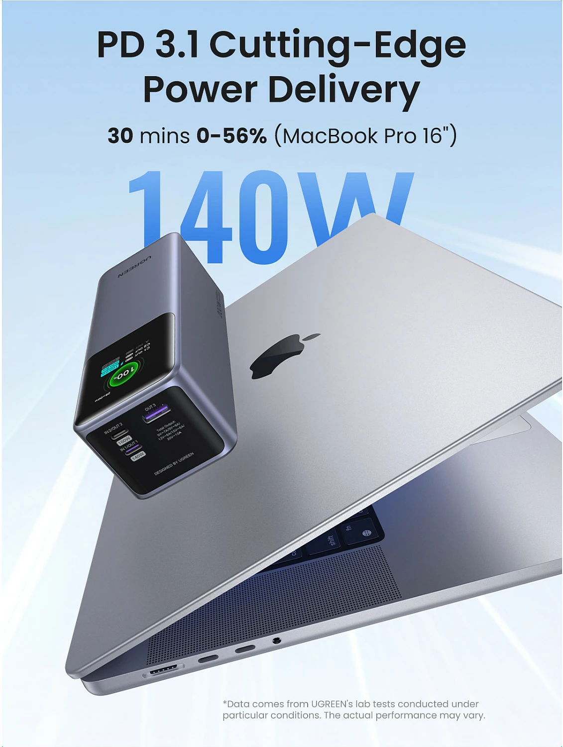 Powerbank Ugreen 25000mAh, 200W fast charging, gri