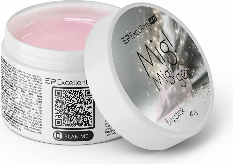 Gel ndërtues për thonj për femra Excellent PRO Mig! Mig! Try Pink 30g