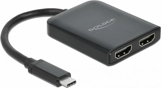 Adapter USB-C DeLOCK në 2x HDMI, MST/VXP, 4K, i zi