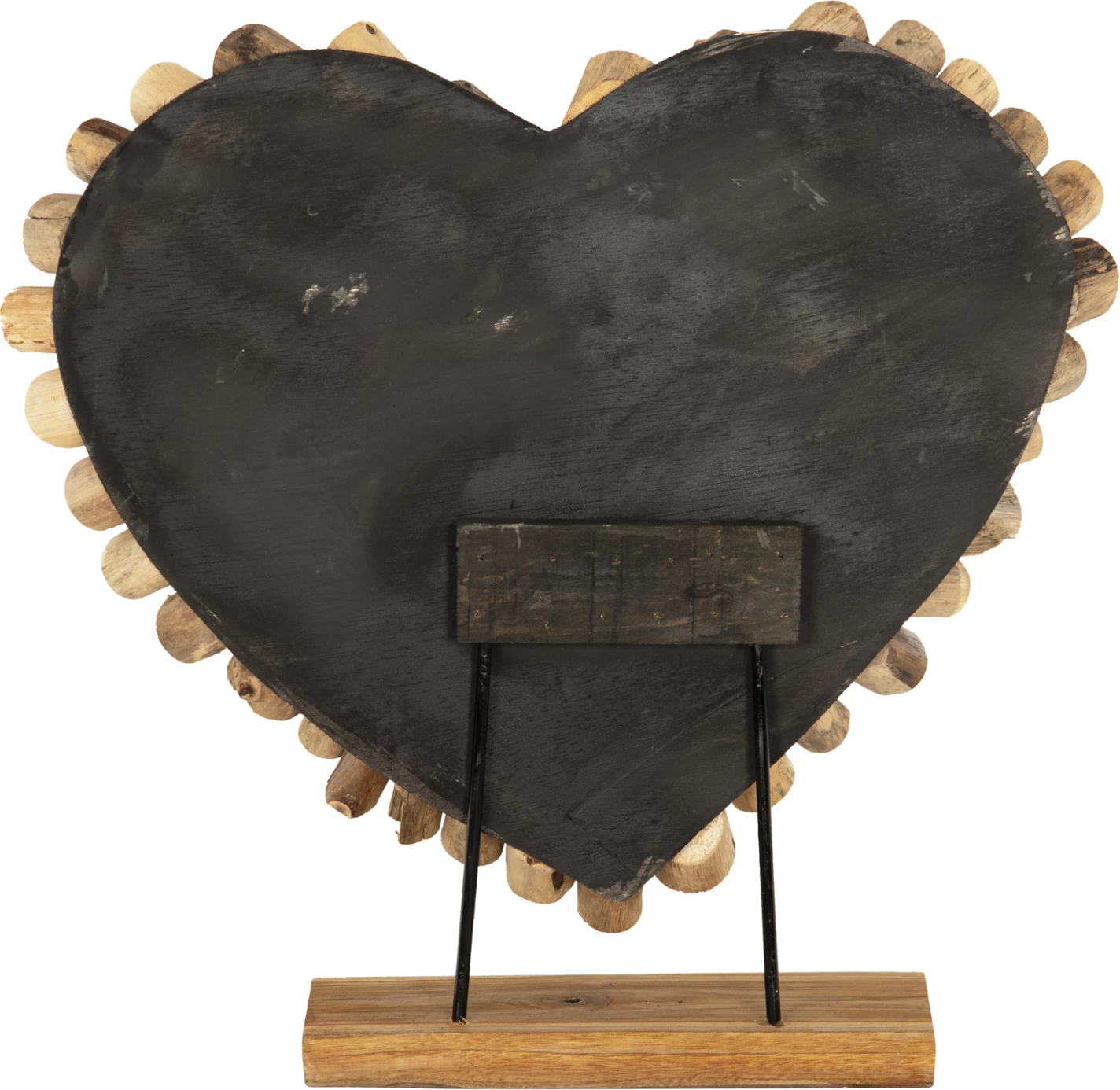 Dekor tavoline SHINZO, formë zemre, dru dege TEAK, ngjyrë natyrale, 53x5x51H cm