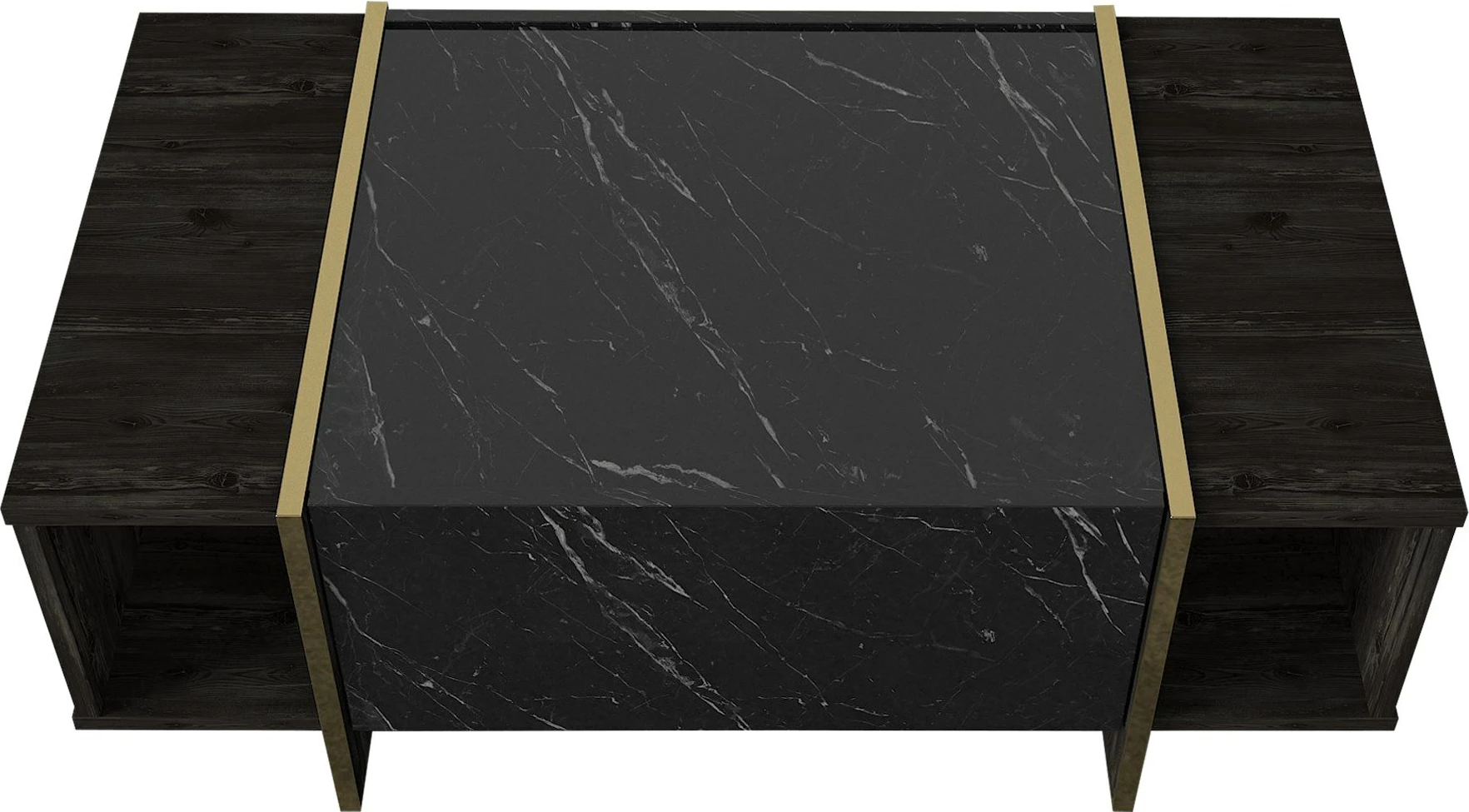 Set mobiljesh për dhomë dite, Skye Decor, Veyron Set 1, ngjyrë e zezë dhe ari