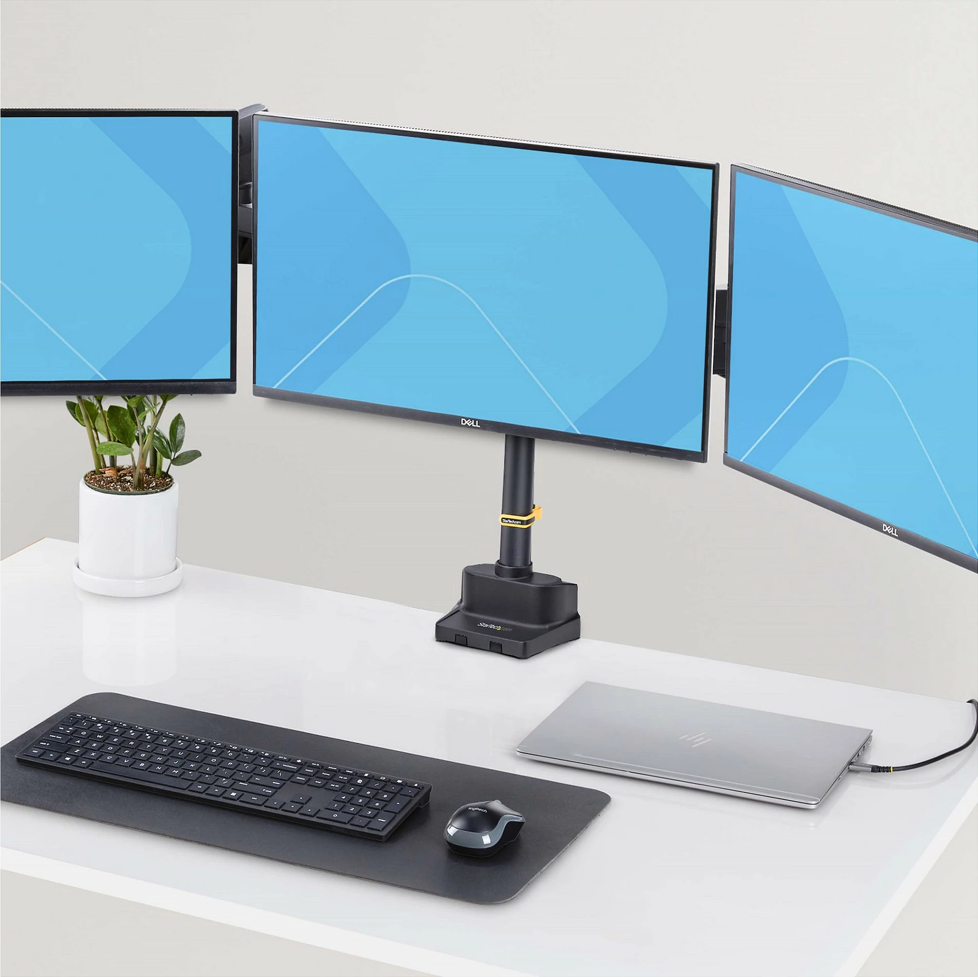 Mbajtëse tavoline për 3 monitorë StarTech, deri 27", VESA 75x75/100x100, clamp/grommet, e zezë