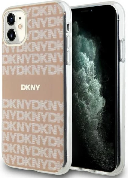 Mbështjellës DKNY IML Mono & Stripe MagSafe për iPhone 11/XR, Rozë