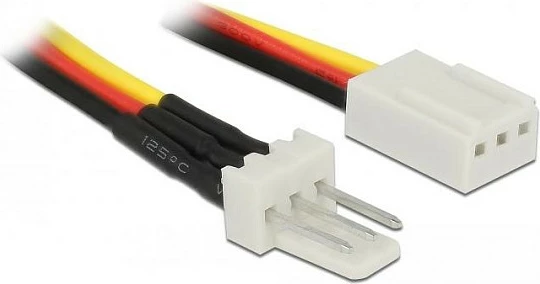 Kabllo zgjatëse për fan DeLOCK 85753, 3-Pin, 0.3 m, male këndore në female, zezë/kuqe/verdhe