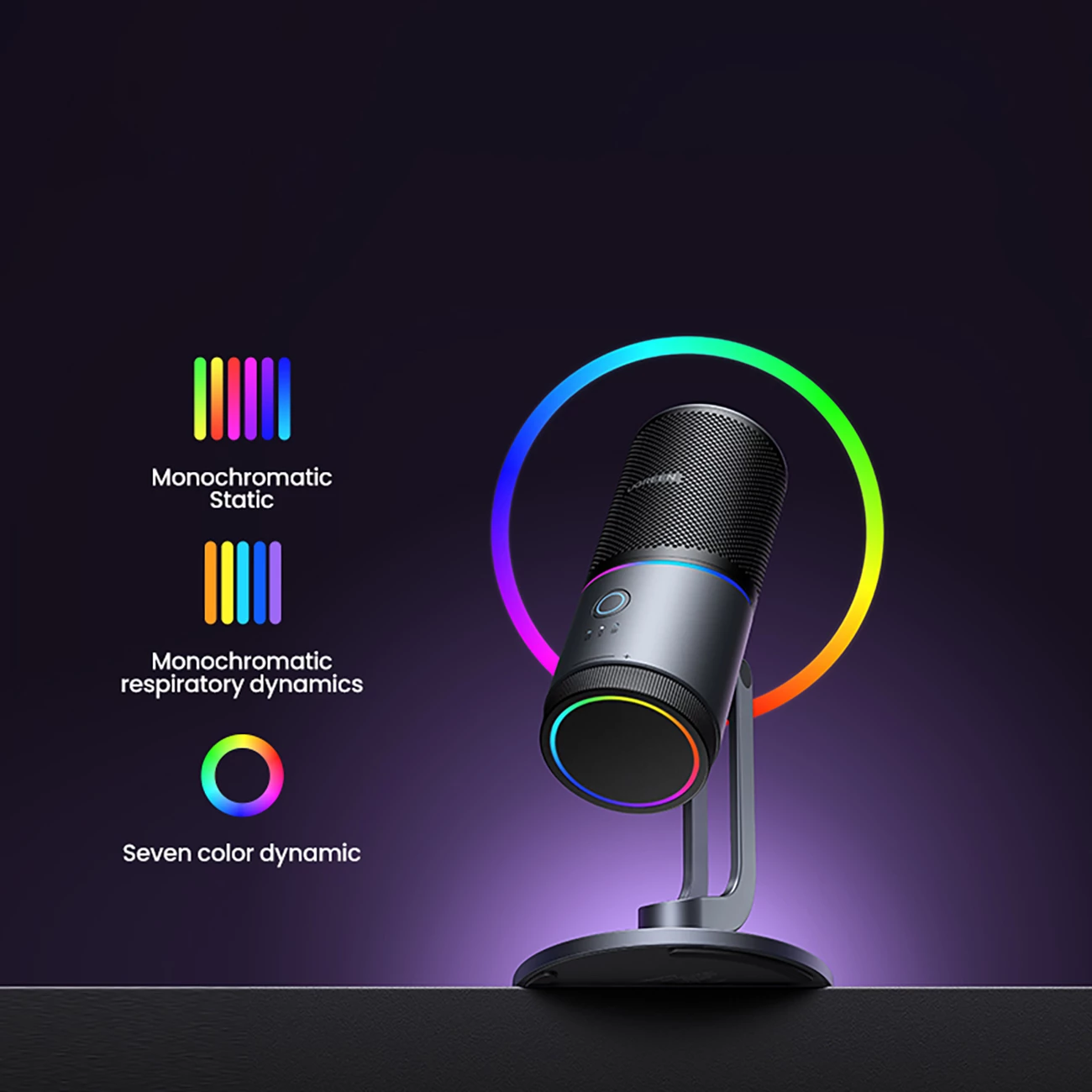 Mikrofon desktop Ugreen CM769 me USB-A, RGB LED, argjendtë