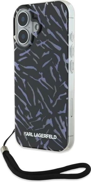 Mbështjellës Karl Lagerfeld Zebra me kordë për iPhone 16 Plus, Violet