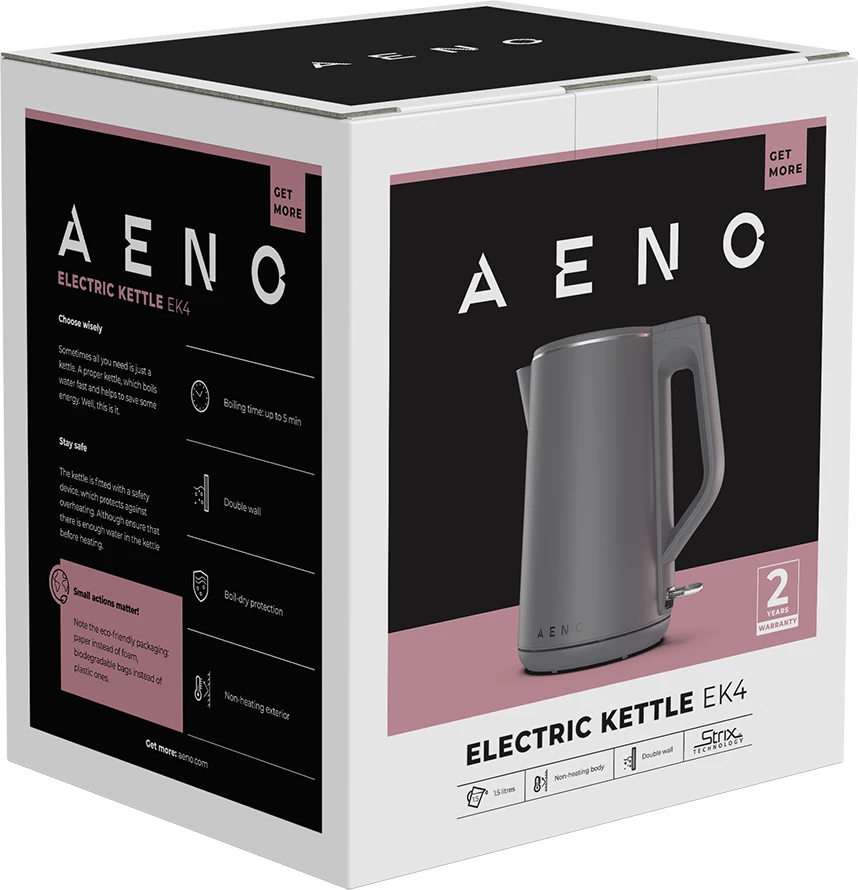 Çajnik elektrik AENO EK4 1.5L 1850-2200W, gri e errët