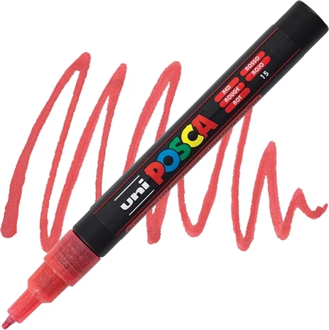 UNI-MARKER pc-3ml POSCA GLITTER RED