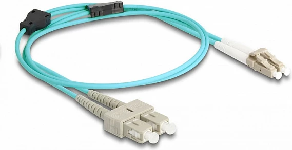 Kabllo fiber optike DeLOCK LC Duplex në SC Duplex, Multimode OM3, 1 m, aqua