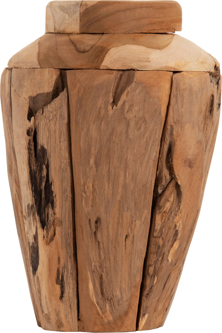 Vazo dekorative FH7917, pjesë të ricikluara druri TEAK, ngjyrë natyrale, Φ15x30H cm