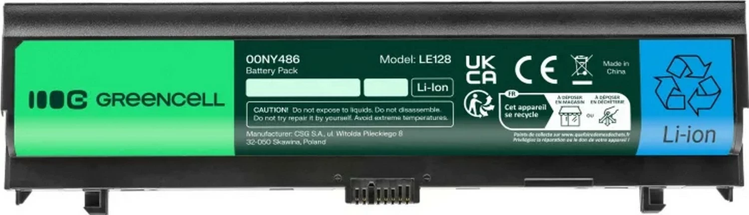 Bateri laptopi Green Cell për Lenovo ThinkPad L560/L570, Li-ion 4400mAh 6-qeliza, 00NY486/00NY487/00NY488/00NY489, e zezë