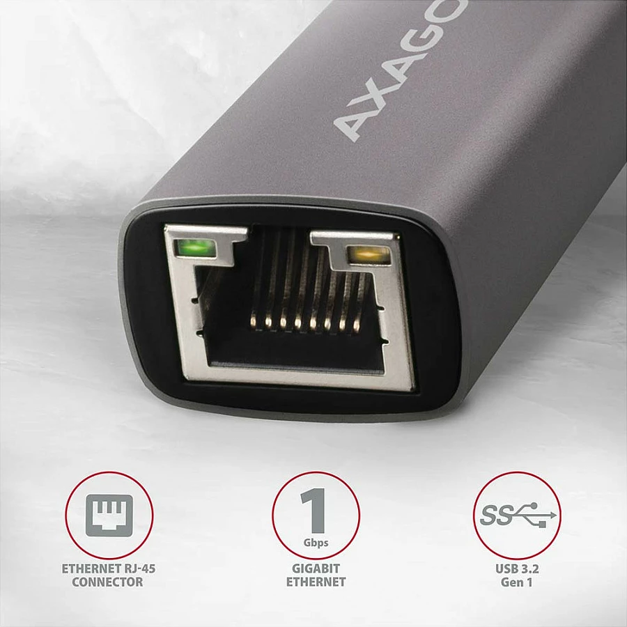 Adapter rrjeti Axagon ADE-TRC, USB-C 3.1 në Gigabit Ethernet 10/100/1000, titan gri
