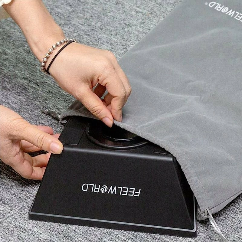 Teleprompter Feelworld TP2A 8\" me telekomandë Bluetooth, set adaptorë lente 8 copë, i zi