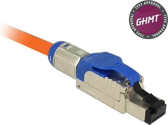 Konektor RJ-45 DeLOCK 86487, Cat8, S/UTP (STP), montim pa vegla, blu/argjend